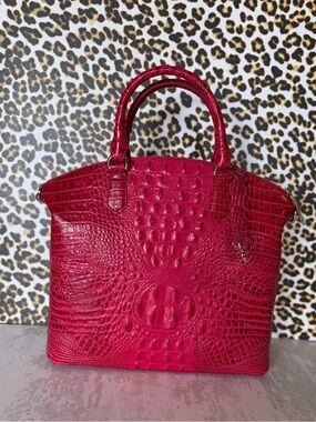 BRAHMIN LARGE DUXBURY SATCHEL ~ SWEETHEART OMBRE RED HTF NWT PERFECT EYE